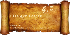 Gilinger Patrik névjegykártya